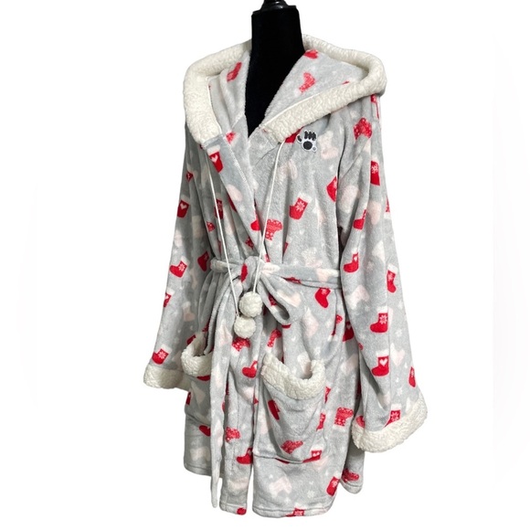 NWT Bearpaw Christmas Stocking Print Robe Plus Size 2X - Picture 8 of 8